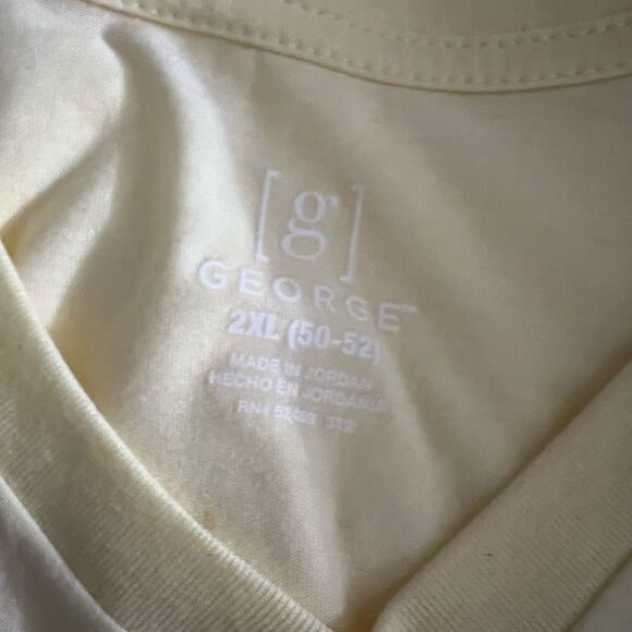 V Neck Tee Short Sleeve by ‘George’ Gray Yellow 2XL New 2ct - Picture 3 of 3